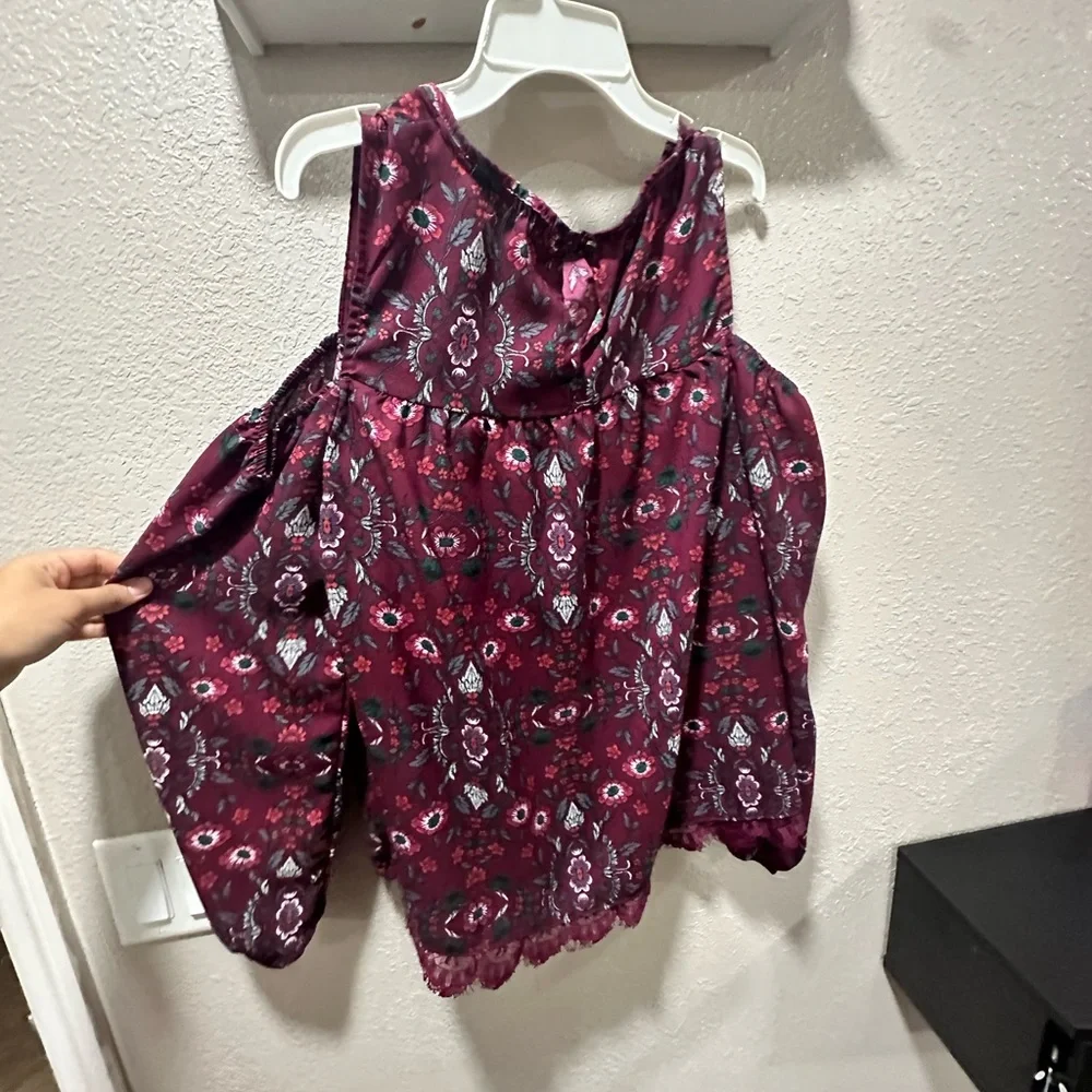 Burgundy size large rewind, long sleeve after the shoulder blouse - Picture 1 of 6